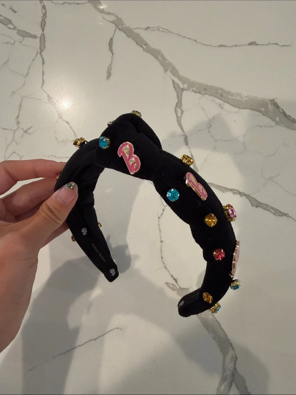 Lele Sadoughi x Barbie Jet Crystal B Knotted Headband